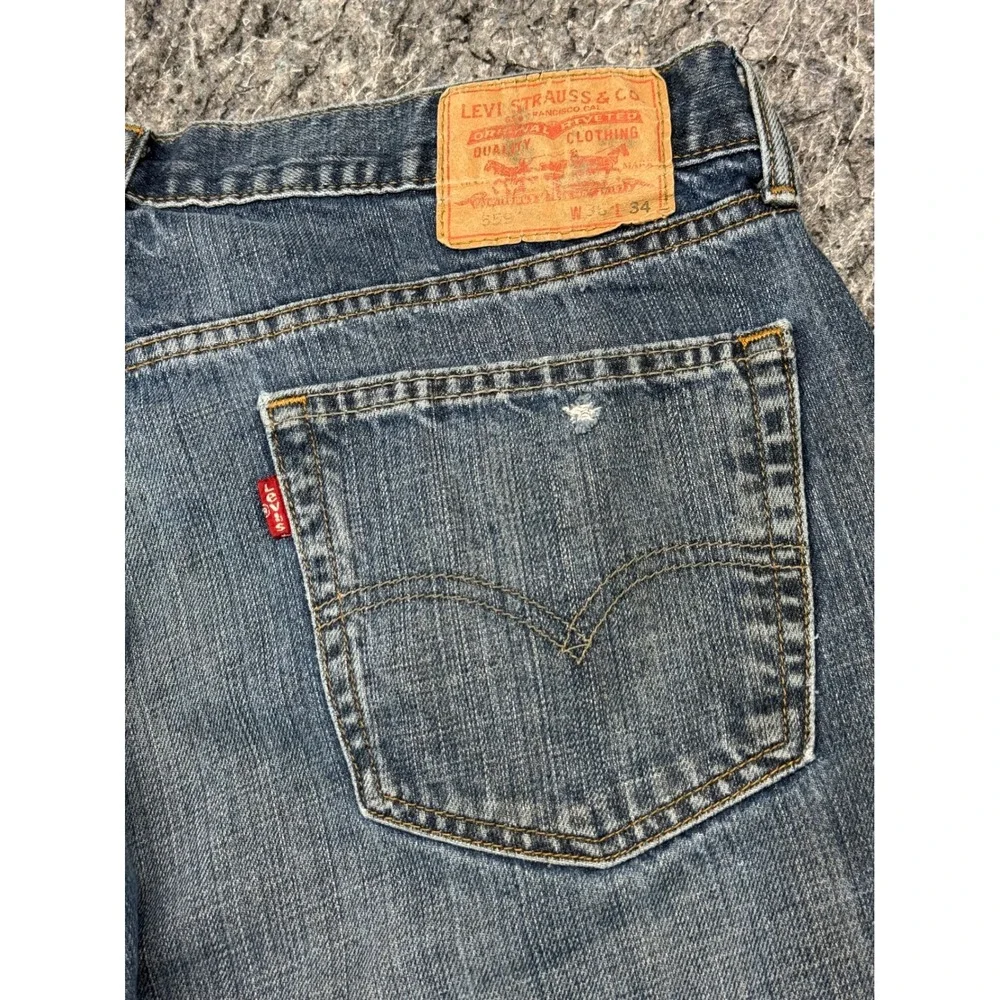 Levis 559 Relaxed Straight Mens Blue Denim Jeans 38x34 Medium Wash Classic